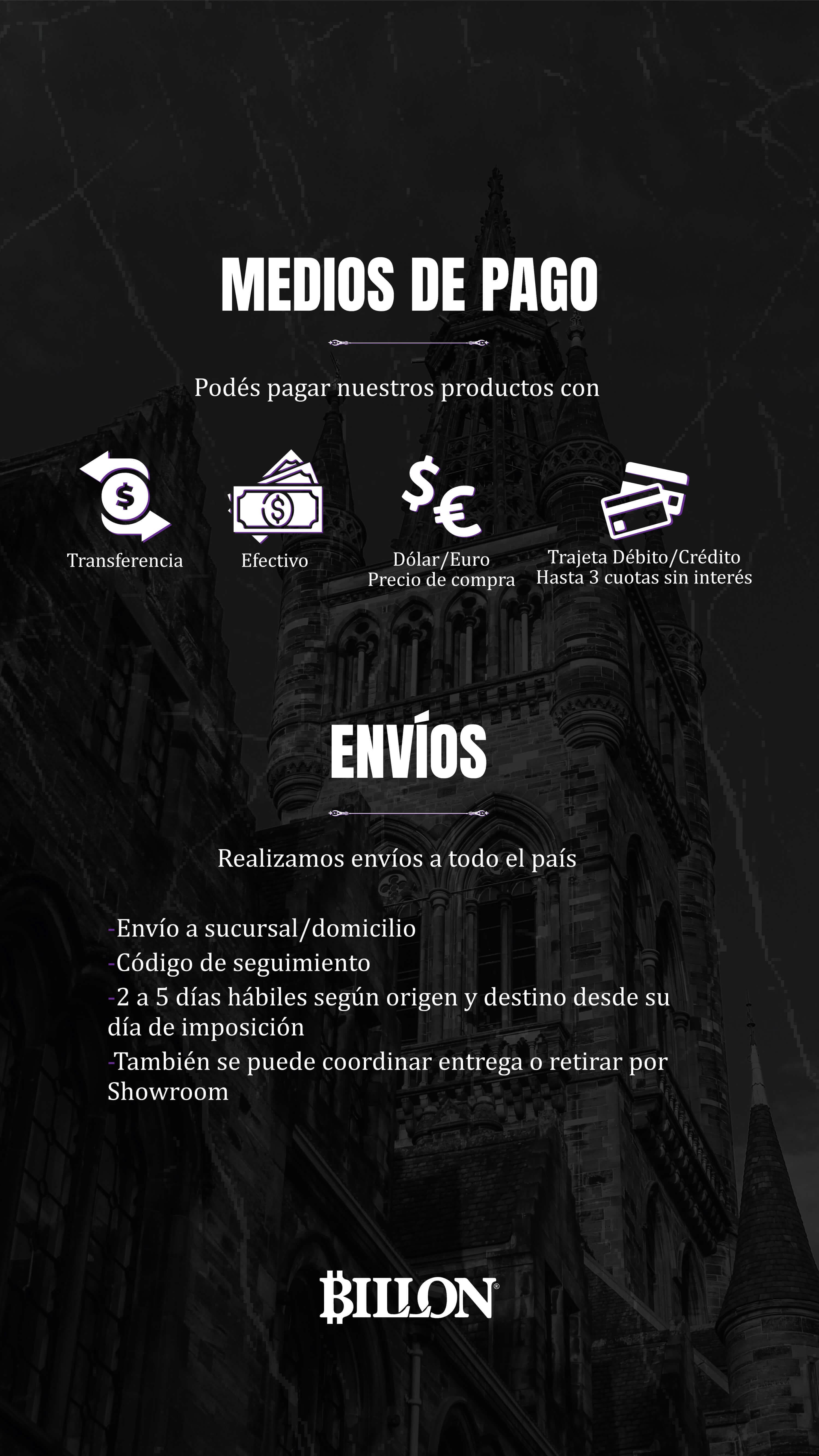 Opciones de medios de pago en Billon