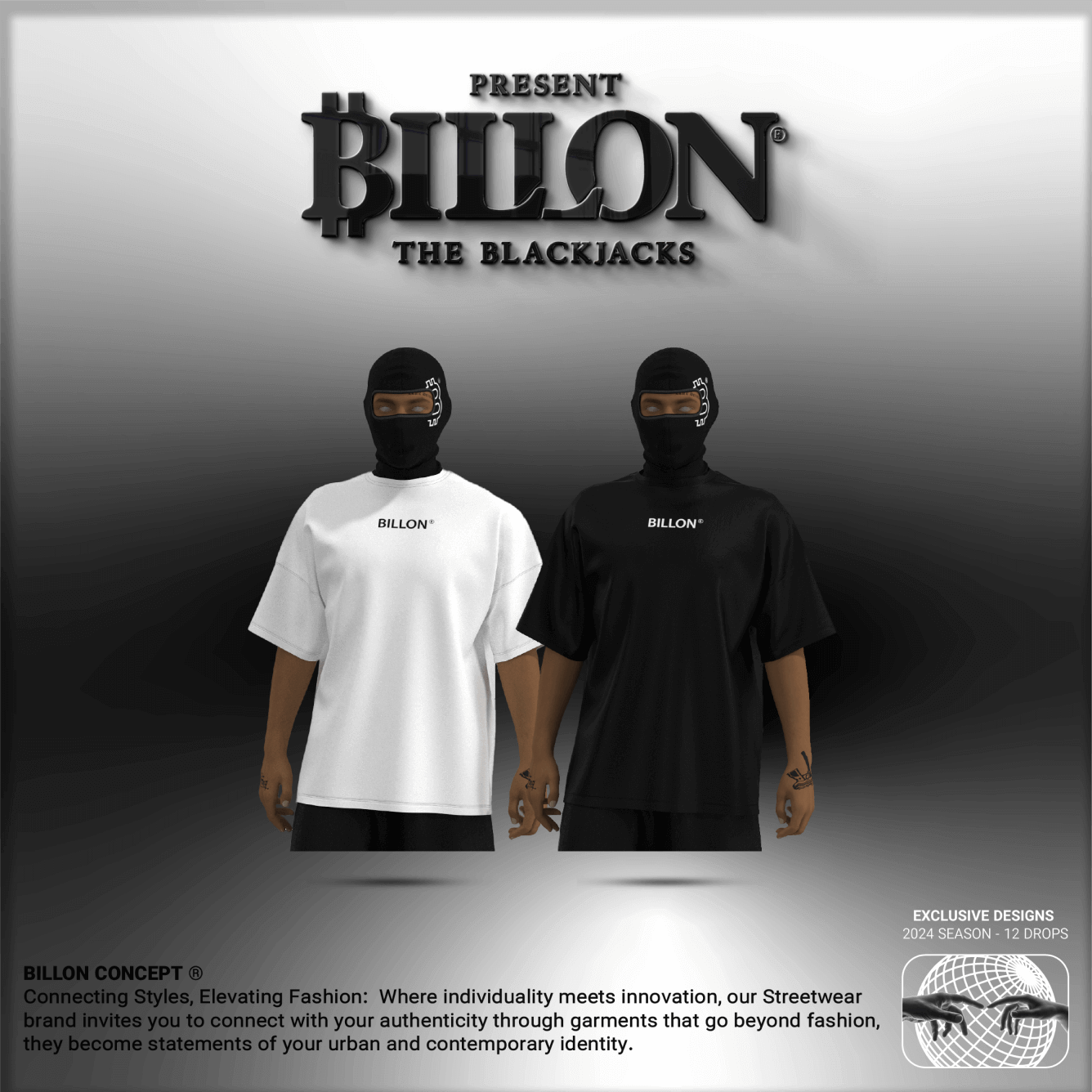 Imagen de presentacion - Mockups 3D vistiendo remeras oversized de Billon
