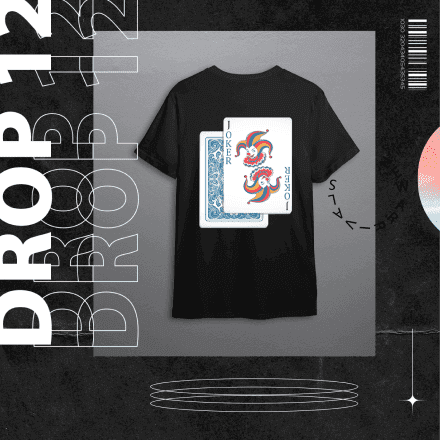 Producto destacado: Drop 12 - Remera negra con diseño de la carta de Joker
